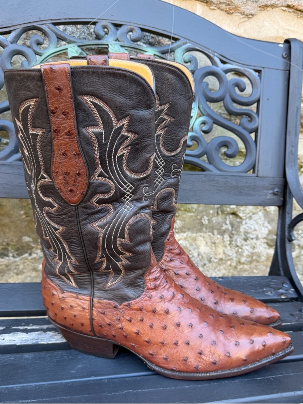 SOLD! TO Stanley Men's Brown Ostrich Leather Western Cowboy Boots